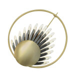 Broche laiton anneau capsule et feuille en cuir