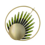 Broche laiton anneau capsule et feuille en cuir - vert
