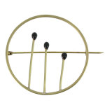 Les poulettes bijoux - broche laiton ronde trois allumettes - noir