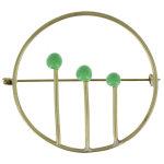 Les poulettes bijoux - broche laiton ronde trois allumettes - vert