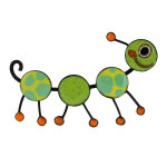 Les poulettes bijoux - broche pin's chenille �maill�e verte � pois vert