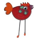 Les poulettes bijoux - broche poule �maill�e rouge