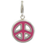 Les poulettes bijoux - charms argent 925 m�daille paix emaill� - classics - fuchsia