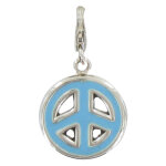 Les poulettes bijoux - charms argent 925 m�daille paix emaill� - classics - turquoise