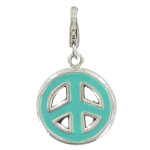 Les poulettes bijoux - charms argent 925 m�daille paix emaill� - classics - vert d'e