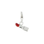 Les poulettes bijoux - charms argent 925 - rouge � l�vres - rouge et argent