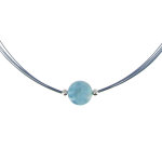 Les poulettes bijoux collier argent 4 c�bles bleu et sa perle de larimar 10mm