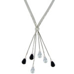 Les poulettes bijoux - collier argent et 6 gouttes de zirconium facett� noir et cris