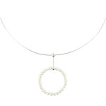 Collier argent 925 anneau de perles de culture 4 - 5 mm - classics - blanc