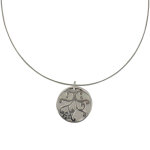 Collier argent 925 cercle de nacre ivoire et arabesque - taille 40 cm