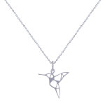 Collier argent 925 colibri ajour - taille 42 cm