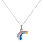 Collier argent 925 etoile filante multicolore