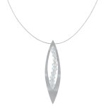 Collier argent 925 feuille ajoure et cristal - grand modle