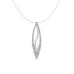 Collier argent 925 feuille ajoure et perles blanches - petit modle