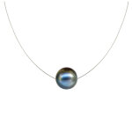Collier argent 925 perle des poulettes solitaire 11 mm - classics - noir Collier argent 925 perle des poulettes solitaire 11 mm - classics - noir