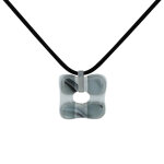 Les poulettes bijoux - collier argent 925 et petit pendentif p�te de verre donuts no