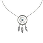 Les poulettes bijoux - collier argent 925 rhodi� attrape r�ve