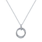 Collier argent 925 rhodié deux anneaux entrelacés Collier argent 925 rhodié deux anneaux entrelacés