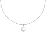Collier argent 925 rhodi pendentif perle de culture - blanc