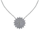 Collier argent 925 rhodi soleil dentel