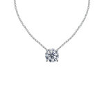 Les poulettes bijoux - collier argent 925 rhodi� solitaire cristal 7mm
