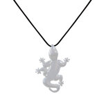 Les poulettes bijoux - collier argent 925 salamandre lien noir