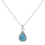 Les poulettes bijoux - collier argent goutte de larimar - taille 40 cm