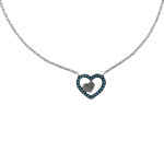 Les poulettes bijoux - collier argent rhodi� coeur et points bleus