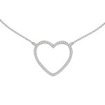 Les poulettes bijoux - collier argent rhodi� coeur de strass