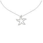 Les poulettes bijoux - collier argent rhodi� pendentif etoile de mer et strass