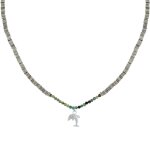 Collier ou bracelet dauphin argent 925 perles facettées de turquoise anneaux gris Collier ou bracelet dauphin argent 925 perles facettées de turquoise anneaux gris