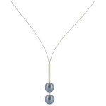 Collier câble acier deux perles de culture 9 mm - classics - gris Collier câble acier deux perles de culture 9 mm - classics - gris