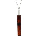 Les poulettes bijoux - collier c�ble argent un rectangle d'ambre - classics - marron