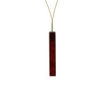 Les poulettes bijoux - collier c�ble dor� un rectangle d'ambre marron fonc�