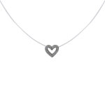 Les poulettes bijoux - collier c�ble nylon et coeur de strass argent 925 rhodi�