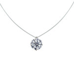 Collier cble nylon et solitaire strass cristal 7 mm