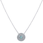 Collier chaine argent 925 mdaille ronde et demi perle de larimar