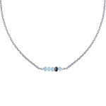 Les poulettes bijoux collier chaine argent 925 rhodi� quatre perles facett�es de top