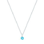Collier chaine argent 925 et strass - bleu ciel