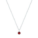 Collier chaine argent 925 et strass - rouge