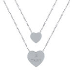 Les poulettes bijoux - collier double chaine argent 925 rhodi� coeur de strass et co