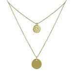 Collier double chaine plaqué or médailles rondes lisses et martelées Collier double chaine plaqué or médailles rondes lisses et martelées