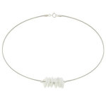 Collier fil d'acier boutons pate de verre - classics - blanc