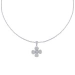 Collier fleur pendentif argent 925 rhodi et strass