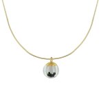 Les poulettes bijoux - collier laiton bulle et billes p�te de verre cristal - noir