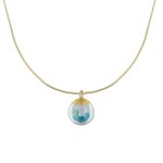 Les poulettes bijoux - collier laiton bulle et billes p�te de verre cristal - turquo