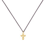 Collier lien plaqu or petite croix de billes - gris