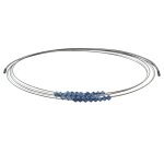 Collier multi - fils argent 925 et perles cristal grises et bleu foncs