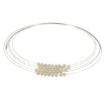 Collier multi - fils argent 925 rhodi et perles blanche