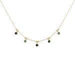 Collier plaqu or 5 perles facettes de rubis zosite